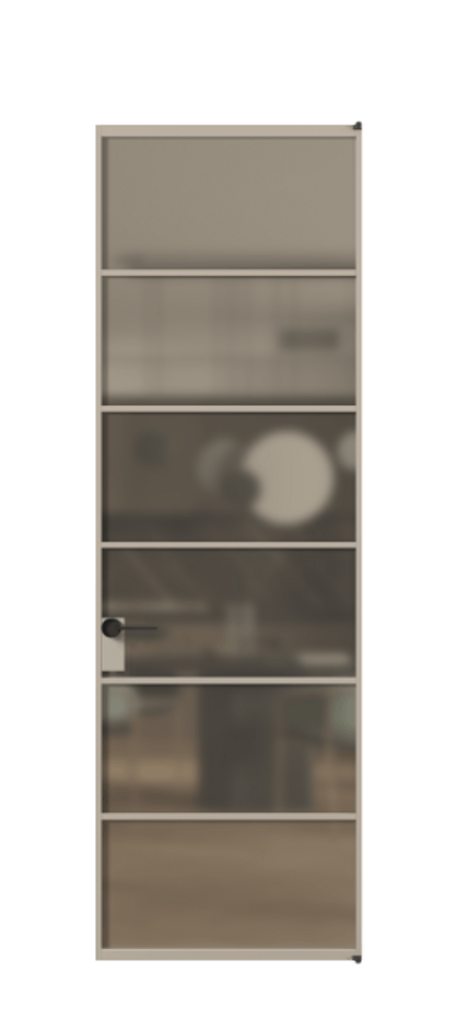 Алюминиевая дверь АЛПЛ040.04 Алюминий бисквитный Сатинированное бронзовое стекло, триплекс Цена 134960  | Volhovec