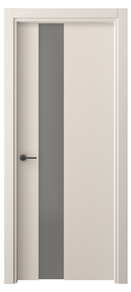 Межкомнатная дверь Freedom 4224 ПЭТ пудровый бежевый Сатинированное серое стекло, триплекс Цена 32340 ₽ | Volhovec