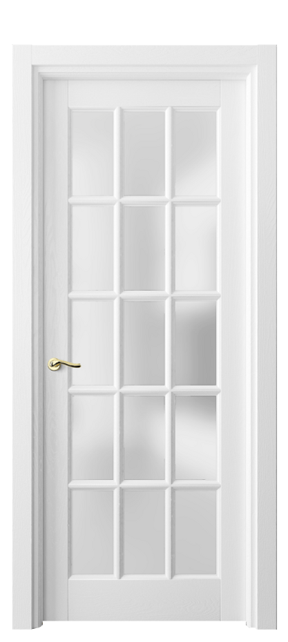 Межкомнатная дверь Лигнум 0708 Дуб белоснежный Сатинированное стекло Цена 165270 ₽ | Volhovec