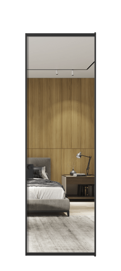 Алюминиевая дверь АЛПЛ040.01 Алюминий Черный Двустороннее зеркало, триплекс , триплекс 6 мм Цена 139930  | Volhovec