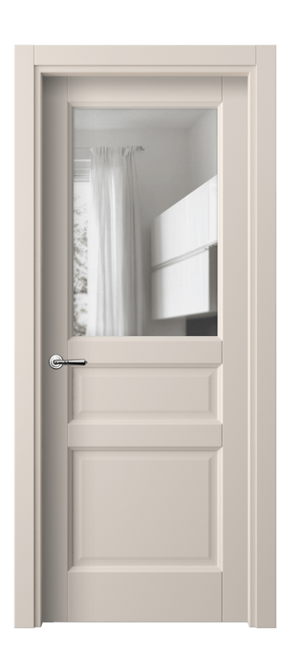 Межкомнатная дверь Галант 1432 ПЭТ пудровый бежевый Прозрачное стекло Цена 5714250 so'm | Volhovec