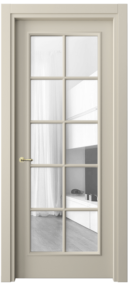 Межкомнатная дверь Париж 8102 Матовый бежево-серый Прозрачное стекло Цена 64810 ₽| Volhovec