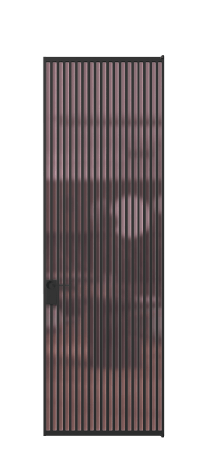 Алюминиевая дверь АЛПЛ040.06 Алюминий Черный Сатинированное розовое стекло, триплекс Цена 232860  | Volhovec