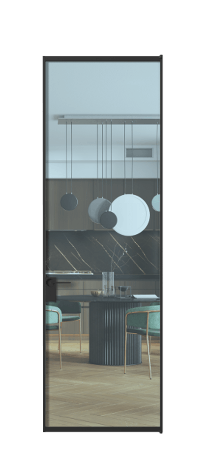 Алюминиевая дверь АЛПЛ040.01 Алюминий Черный Прозрачное голубое стекло, триплекс Цена 139930  | Volhovec