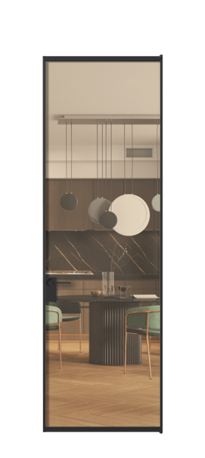 Алюминиевая дверь АЛПЛ040.01 Алюминий Черный Прозрачное оранжевое стекло, триплекс Цена 139930  | Volhovec