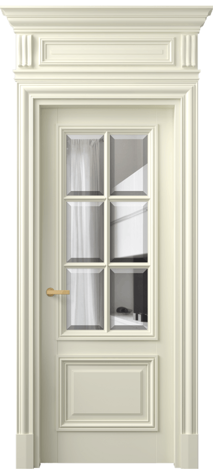 Межкомнатная дверь Антик 7312 Матовый молочно-белый Прозрачное стекло с фацетом Цена 193210 ₽ | Volhovec