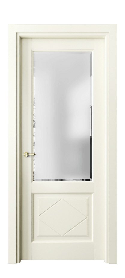 Межкомнатная дверь Toscana Rombo 6342 Бук молочно-белый Сатинированное стекло с фацетом Цена 78791 ₽ | Volhovec