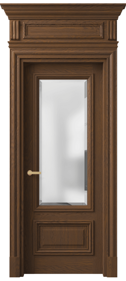 Межкомнатная дверь Антик 7306 Дуб каштановый матовый Сатинированное стекло с фацетом Цена 279670 ₽ | Volhovec