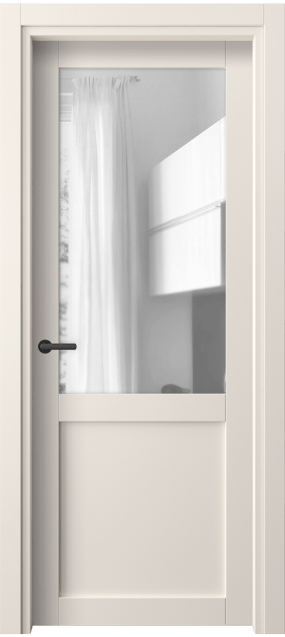 Межкомнатная дверь Нео 2122 ПЭТ кремово-белый Прозрачное стекло, триплекс Цена 5227050 so'm | Volhovec