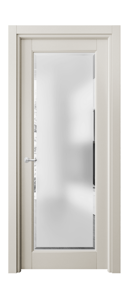 Межкомнатная дверь Toscana Rombo 6300 Бук облачный серый Сатинированное стекло с фацетом Цена 76520 ₽ | Volhovec