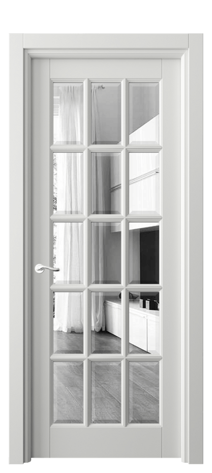 Межкомнатная дверь Лигнум 0708 Матовый светло-серый Двустороннее зеркало с фацетом, триплекс Цена 137060 ₽ | Volhovec