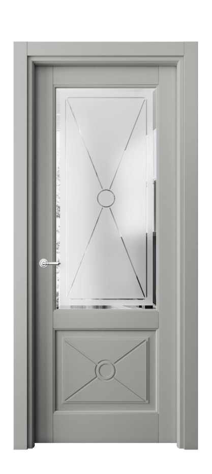 Межкомнатная дверь Тоскана Литера 6362 Матовый нейтральный серый Сатинированное стекло с гравировкой «LITERA» Цена 111510 ₽ | Volhovec