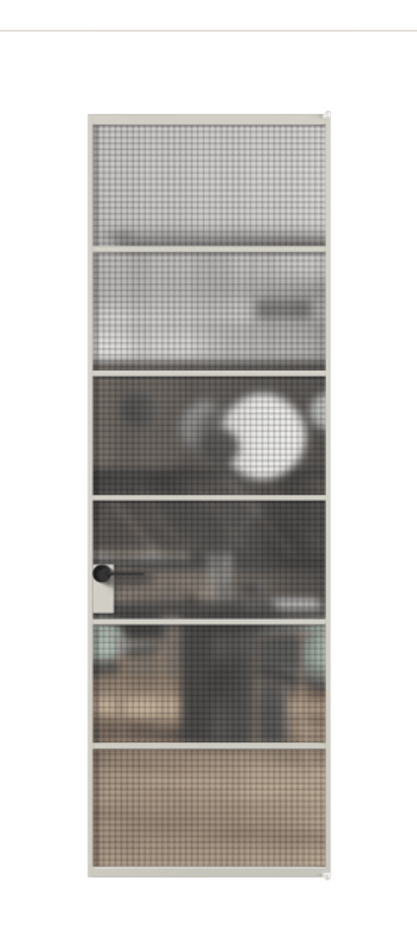 Алюминиевая дверь АЛПЛ040.04 Алюминий тёплый серый Декоративное стекло с сеткой "Mesh silver", триплекс Цена 127861  | Volhovec