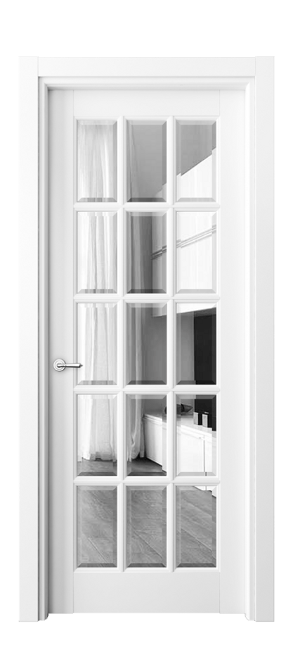 Межкомнатная дверь Тоскана Грильято 6311 Матовый белоснежный Двустороннее зеркало с фацетом, триплекс Цена 124840 ₽ | Volhovec