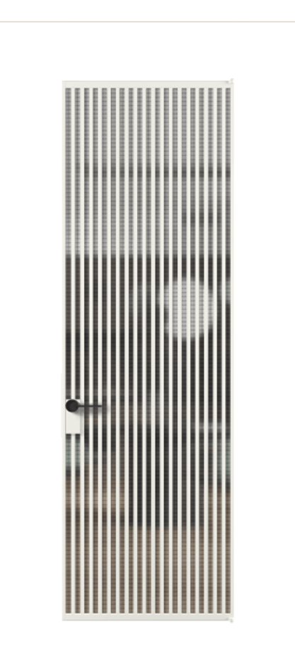 Алюминиевая дверь АЛПЛ040.06 Алюминий светло-серый Декоративное стекло с сеткой "Mesh silver", триплекс Цена 192200  | Volhovec