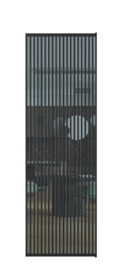 Алюминиевая дверь АЛПЛ040.06 Алюминий Черный Прозрачное голубое стекло, триплекс Цена 232860  | Volhovec