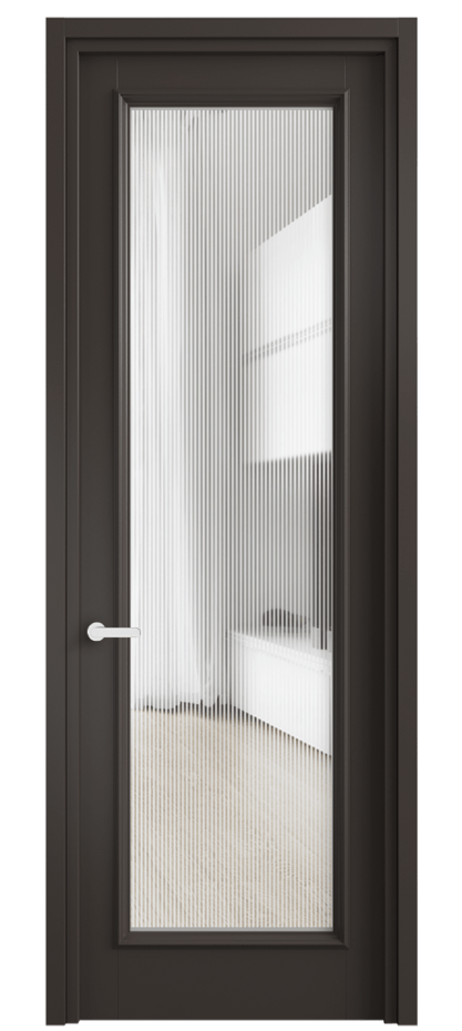 Межкомнатная дверь Шарм 6702 Матовый антрацит Рифлёное стекло "Дюна", триплекс Цена 104890 ₽ | Volhovec