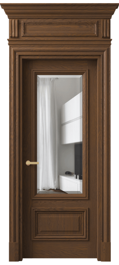 Межкомнатная дверь Антик 7306 Дуб каштановый матовый Прозрачное стекло с фацетом Цена 279670 ₽ | Volhovec