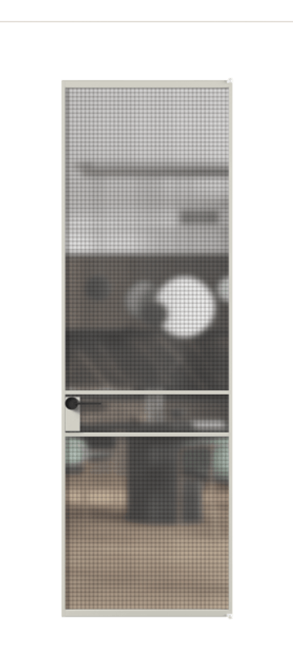 Алюминиевая дверь АЛПЛ040.02 Алюминий тёплый серый Декоративное стекло с сеткой "Mesh silver", триплекс Цена 123320  | Volhovec