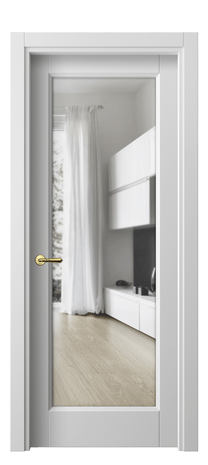 Межкомнатная дверь Галант 1402 Матовый белоснежный Прозрачное стекло Цена 55020 ₽ | Volhovec