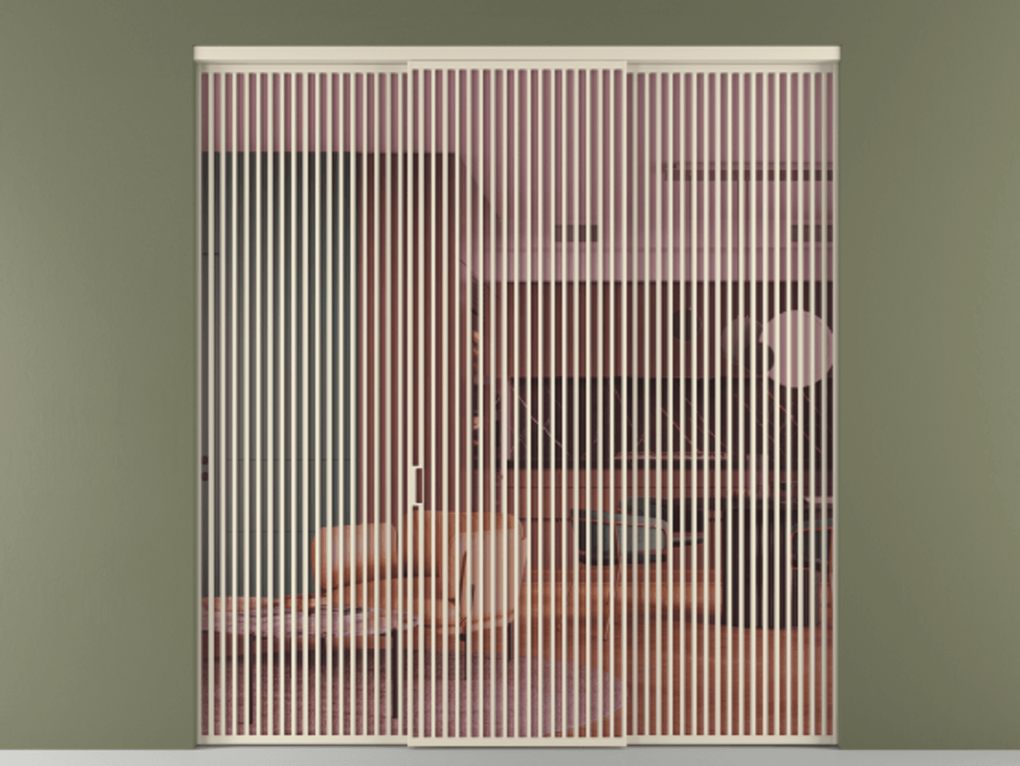 Перегородка Formato внутри проёма 3 створки АЛПР 040.06 Алюминий бежево-серый Прозрачное розовое стекло, триплекс Цена 507930 ₽ | Volhovec