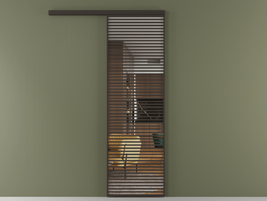 Перегородка Формато вдоль стены 1 створка АЛПР 040.07 Алюминий антрацит Прозрачное стекло "Кристал Вижн", калёное Цена 200420 ₽  | Volhovec