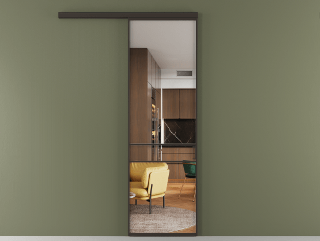 Перегородка Формато вдоль стены 1 створка АЛПР 040.02 Алюминий антрацит Прозрачное стекло "Кристал Вижн", калёное Цена 118100 ₽  | Volhovec