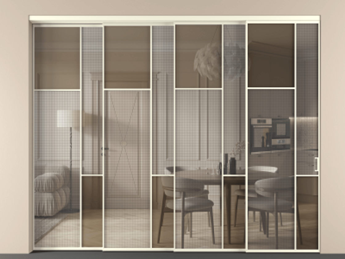 Перегородка Mosaic внутри проема телескопик синхро-4 #VENDORCODE# #FURNISH# #GLASS# Цена #PRICE# #CURRENCY# | Volhovec