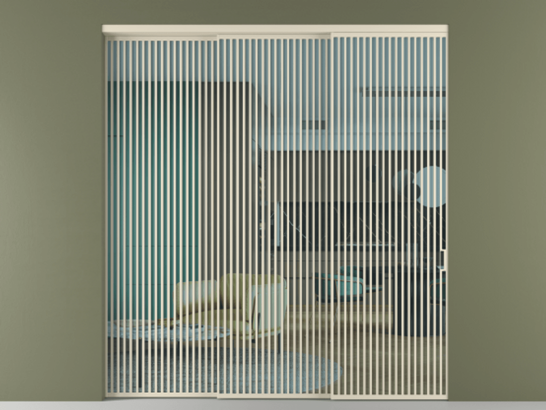 Перегородка Формато внутри проёма 3 створки с синхронным механизмом АЛПР 040.06 Алюминий бежево-серый Прозрачное голубое стекло, триплекс Цена 608730 ₽  | Volhovec