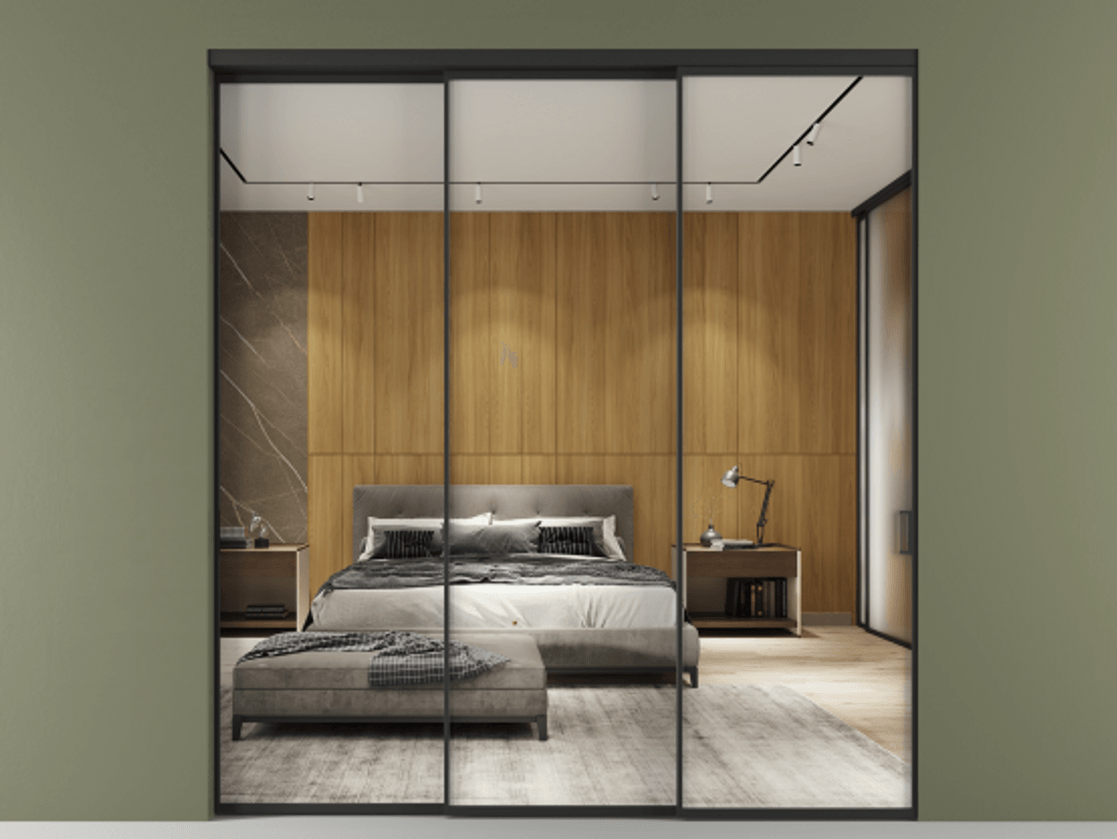 Перегородка Формато внутри проёма 3 створки с синхронным механизмом АЛПР 040.01 Алюминий Черный Двустороннее зеркало, триплекс , триплекс 6 мм. Скрытый короб ЧЕР Цена 321480 ₽ 1. Полотно 3 шт. (800/2100 мм)
2. Комплект установки раздвижной системы
3. Базовый комплект фурнитуры
4. Комплект фурнитуры телескопик синхро-2
5.Ручка Рондо. Фабрика дверей Волховец 8 (800) 551 43 19 Перегородка Формато внутри проёма 3 створки с синхронным механизмом АЛПР 040.01 Алюминий Черный Двустороннее зеркало, триплекс , триплекс 6 мм Цена 321480 ₽ | Volhovec