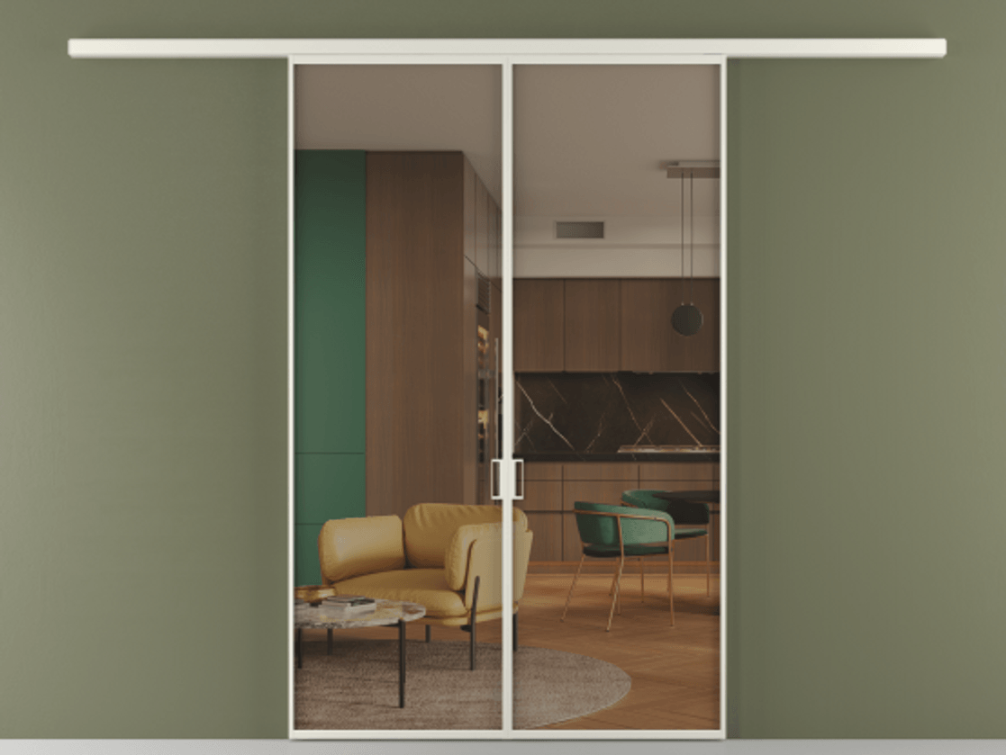 Перегородка Formato вдоль стены двустворчатая #VENDORCODE# #FURNISH# #GLASS# Цена #PRICE#  | Volhovec