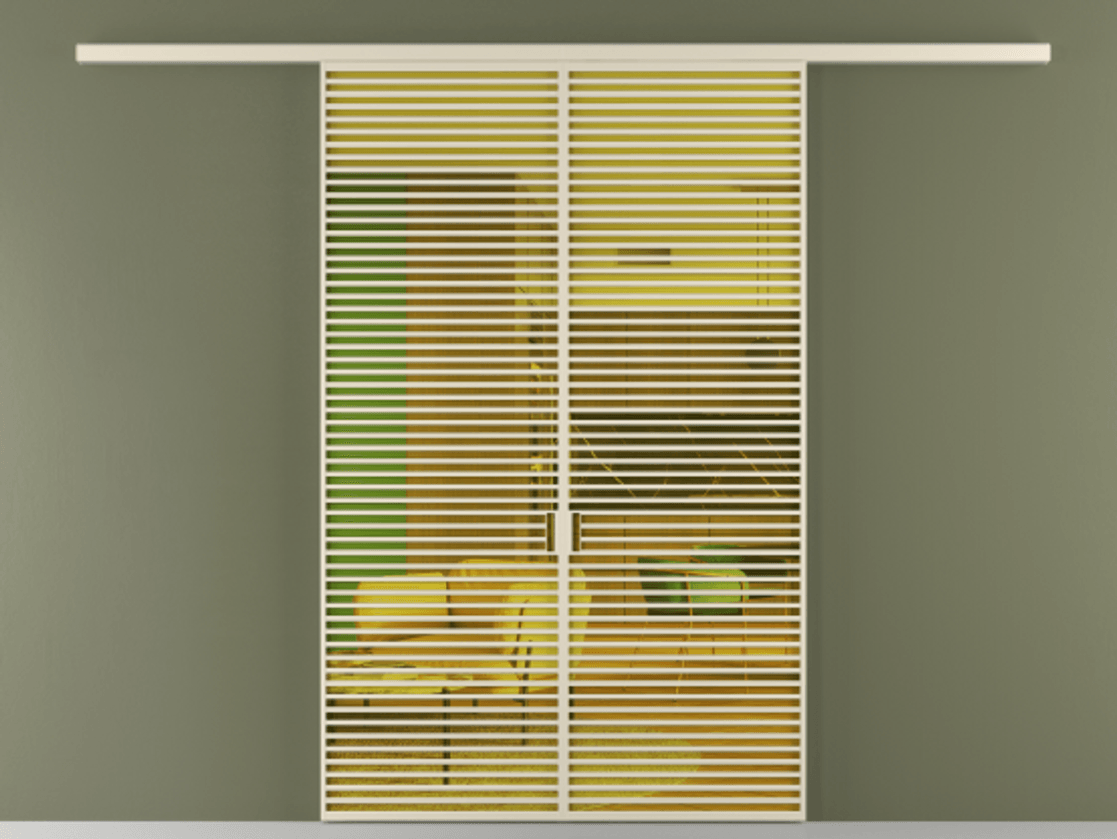 Перегородка Formato вдоль стены 2 створки АЛПР 040.07 Алюминий бежево-серый Прозрачное жёлтое стекло, триплекс Цена 377750 ₽ | Volhovec