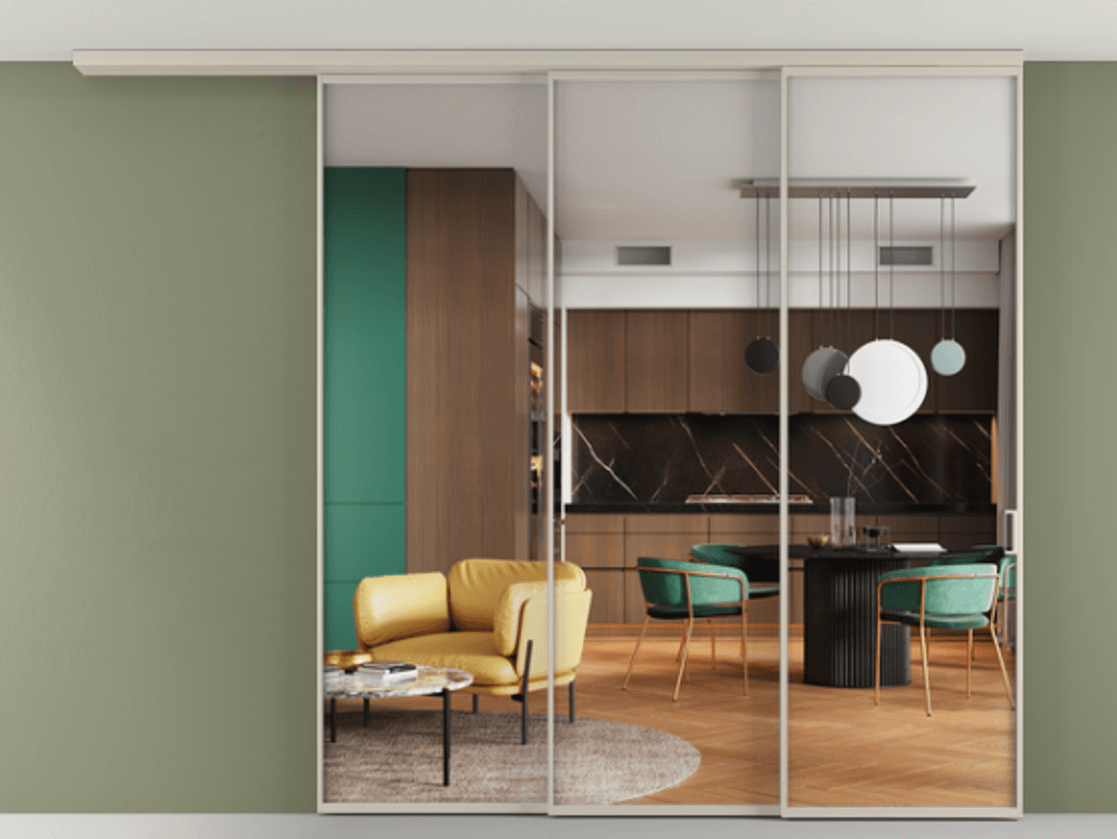 Перегородка Formato вдоль стены на потолок телескопик синхро 3 #VENDORCODE# #FURNISH# #GLASS# Цена #PRICE# #CURRENCY# | Volhovec