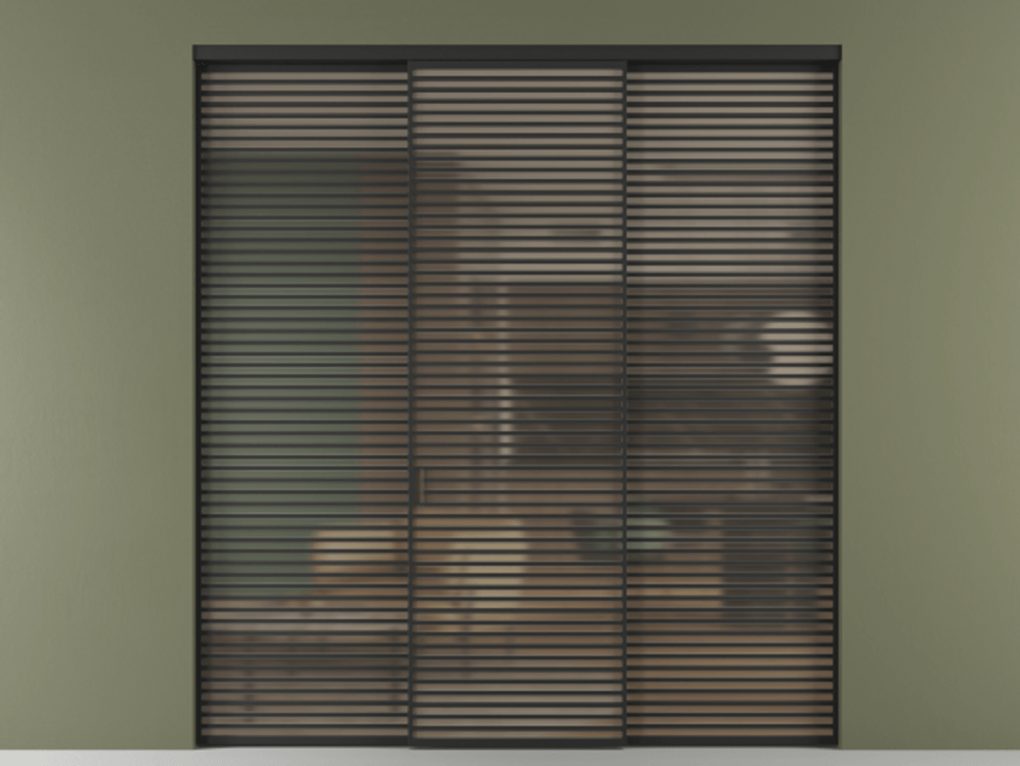 Перегородка Formato внутри проёма 3 створки АЛПР 040.07 Алюминий Черный Сатинированное бронзовое стекло, триплекс Цена 459800 ₽ | Volhovec