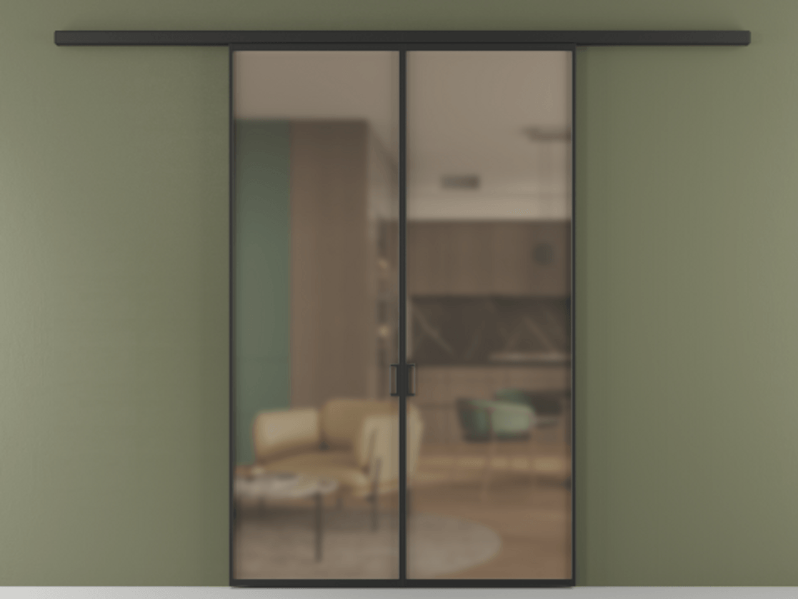 Перегородка Formato вдоль стены 2 створки АЛПР 040.01 Алюминий Черный Сатинированное бронзовое стекло, триплекс Цена 189160 ₽ | Volhovec