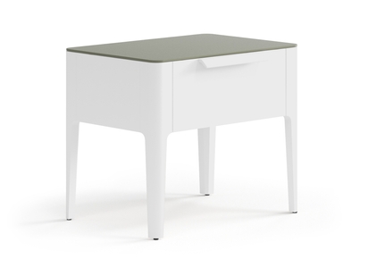 Мебель Тумба прикроватная Piega 1 ящик. Цвет Матовый белоснежный. Материал Гладкая эмаль. Коллекция Тумба прикроватная Piega 1 ящик. Картинка.