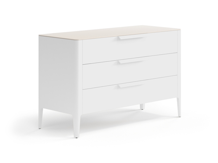 Мебель Комод Piega 3 ящика. Цвет Матовый белоснежный. Материал Гладкая эмаль. Коллекция Комод Piega 3 ящика. Картинка.