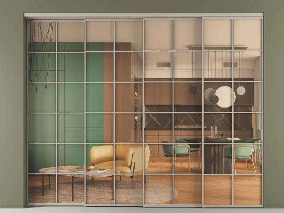 Алюминевая перегородка АЛПР 040.05_АБСК_ПРОЗ ОРАНЖ_new. Цвет Алюминий бисквитный. Материал Алюминий в эмали. Коллекция Перегородка Formato внутри проёма 4 створки с синхронным механизмом. Фото. Алюминевая перегородка АЛПР 040.05_АБСК_ПРОЗ ОРАНЖ_new. Цвет Алюминий бисквитный. Материал Алюминий в эмали. Коллекция Перегородка Formato внутри проёма 4 створки с синхронным механизмом. Картинка.