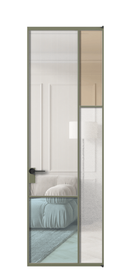 Межкомнатная дверь АЛПЛ041.12 АОТ 4 стекла. Цвет Алюминий оливковый тёмный. Материал Алюминий в эмали. Коллекция Mosaic. Фото. Дверь межкомнатная АЛПЛ041.12 АОТ 4 стекла. Цвет Алюминий оливковый тёмный. Материал Алюминий в эмали. Коллекция Mosaic. Картинка.