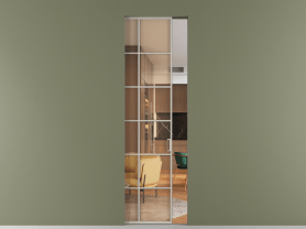 Алюминевая перегородка АЛПР 040.05 МСБЖ ПРОЗ ОРАНЖ. Цвет Алюминий светло-бежевый. Материал Алюминий в эмали. Коллекция Перегородка Formato скрытый пенал 1 створка. Картинка.