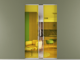 Алюминевая перегородка АЛПР 040.01 БЕЛ ПРОЗ ЖЕЛ. Цвет Алюминий Белый. Материал Алюминий. Коллекция Перегородка Formato скрытый пенал 2 створки. Картинка.