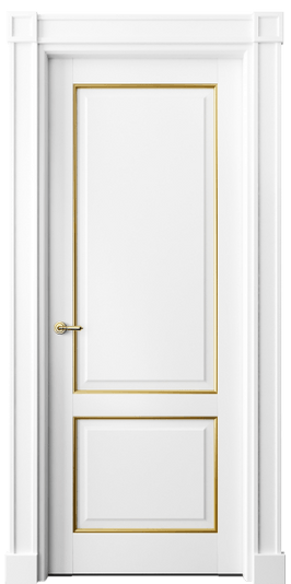 Дверь межкомнатная 6303 ББЛП. Цвет Бук белоснежный с позолотой. Материал  Массив бука эмаль с патиной. Коллекция Toscana Plano. Картинка.