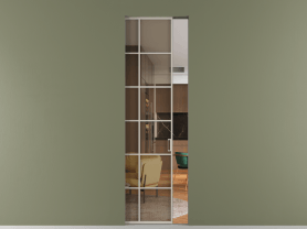 Алюминевая перегородка АЛПР 040.05 МСБЖ Бронза триплекс. Цвет Алюминий светло-бежевый. Материал Алюминий в эмали. Коллекция Перегородка Formato скрытый пенал 1 створка. Картинка.