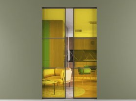 Алюминевая перегородка АЛПР 040.03 МАН ПРОЗ ЖЕЛ. Цвет Алюминий антрацит. Материал Алюминий в эмали. Коллекция Перегородка Формато скрытый пенал 2 створки. Картинка.