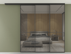 Перегородка Формато вдоль стены на потолок 3 створки с синхронным механизмом