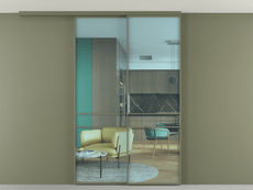 Перегородка Formato вдоль стены на потолок 2 створки с синхронным механизмом