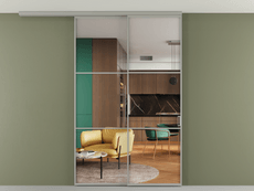 Перегородка Formato вдоль стены на потолок 2 створки с синхронным механизмом