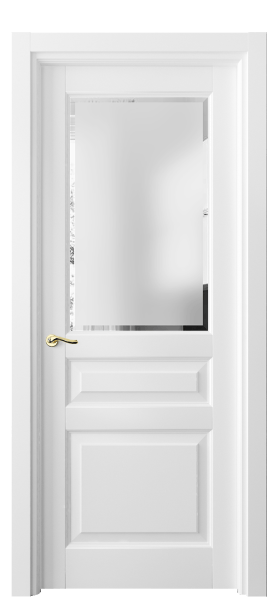 Дверь межкомнатная 0710 ББЛ Сатинированное стекло с фацетом. Цвет Бук белоснежный. Материал Массив бука эмаль. Коллекция Лигнум. Картинка.